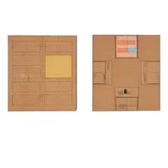 D.E. May, Untitled, 1998; Untitled, 1998, mixed media including paper collage and ink on panel