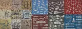 Mark R. Smith, Study for Technology Sequence, 2000, paint, fabric, paper and canvas over wood