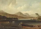 Lakeland view with figures and cattle by P.O.W.S. Anthony Vandyke Copley Fielding, oil on canvas, sold Oct 2021