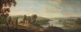Peter Tillemans, A wooded landscape with figures by a river, oil on canvas