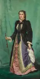 Charles-Édouard Boutibonne, Portrait of a lady wearing a silk dress, oil on panel