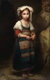 Young girl in peasant dress by Italian School 19th century, oil on canvas, sold Oct 2021