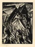 Lyonel Feininger, Gebäude im Mondlicht, 1918, Holzschnitt auf Papier