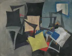 In und Nebeneinander by Fritz Winter, 1950, Öl auf Papier, auf Hartfaser aufgezogen (Künstlerrahmen), sold Mar 2022