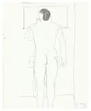 David Hockney, Peter brushing his teeth, 1966, Tinte auf gestrichenem Papier, auf Karton aufge­zogen