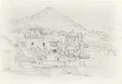 Ernst Fries, Die Stadt Capri, 1826, Bleistift auf Bütten