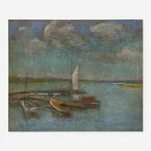 Fred Wagner, Harbor - Late Afternoon, pastel on paper