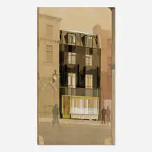 Miklos Suba, Architectural Rendering, gouache, watercolor and graphite on paper