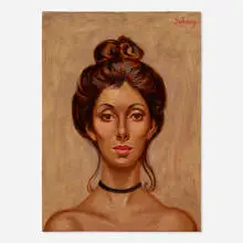 Saul Schary, Untitled (portrait of a woman), oil on canvas