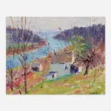 John Wells James, Untitled (river landscape), oil on Masonite