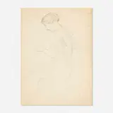 William McGregor Paxton, Woman Seated Looking Down, 1912, graphite on paper