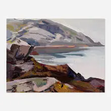 View of Manana, Monhegan Island, Maine by Abraham Bogdanove, c. 1925, oil on canvas board, sold Jun 2020