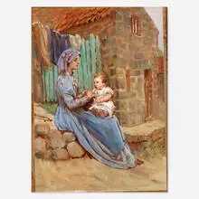 Anna Richards Brewster, Untitled (mother and child), oil on canvas laid to board