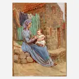 Anna Richards Brewster, Untitled (mother and child), oil on canvas laid to board