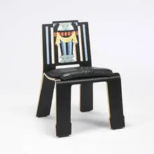 Robert Venturi, Sheraton chair, 1986, laminated plywood, screen-printed laminate, leather