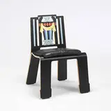Robert Venturi, Sheraton chair, 1986, laminated plywood, screen-printed laminate, leather