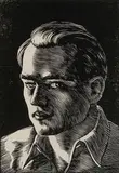 Harry Bertoia, untitled (Self Portrait), c. 1943, wood block print