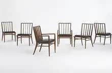 dining set by T. H. Robsjohn-Gibbings, c. 1955, bleached mahogany, sold Oct 2006