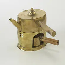 Josef Hoffmann, samovar, c. 1910, brass-plated metal, beech