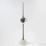 Angelo Lelli, Cobra table lamp, 1964, brass, glass, enameled metal