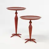 Sawaya & Moroni, occasional tables, pair, c. 2000, stained beech, brass