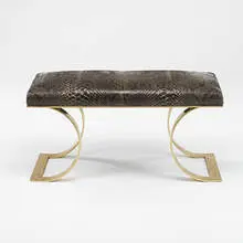 bench by Karl Springer, c. 1970, brass, python skin, sold Oct 2006