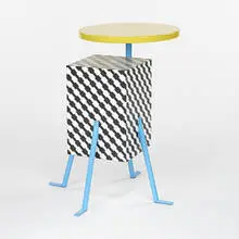 Kristall side table by Michele de Lucchi, 1983, enameled metal, laminate, sold Oct 2006
