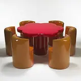 Giuseppe Raimondi, Margherita dining set, c. 1968, vinyl over wood, steel