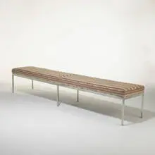 bench by Florence Knoll, c. 1965, chrome-plated steel, upholstery, sold Mar 2006