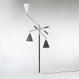 Arredoluce, Three Arm floor lamp, c. 1960, chrome-plated brass, enameled metal, marble