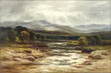 William Beattie-Brown, The Calder near Newtonmore, oil on canvas laid to board