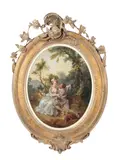 French School, Elegant couples in landscapes