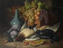 Thomas Charles Bale, Still life of fruit and game, oil on canvas