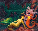 Felix Courché, 'Baigneuses', oil on canvas