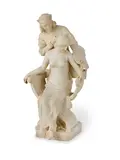 Emilio Fiaschi, carved alabaster figural group of 'The Artist's Muse', alabaster