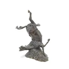 James Osbourne, patinated bronze model of a falling horse, patinated bronze
