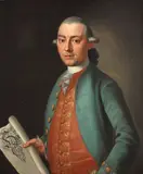 German School, Portrait of a gentleman, half-length, in a green coat and embroidered waistcoat holding a document