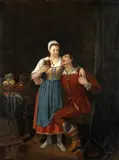 Célestin Francois, Tavern scene, oil on canvas