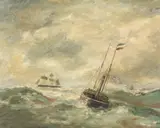 French School, 19th century, Shipping in heavy seas