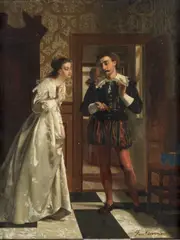 Frans Moormans, The wedding gift, oil on panel
