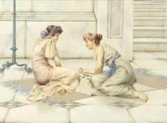 William Anstey Dolland, The game, watercolour heightened with white