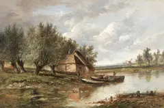 Pastural landscapes, a pair by Joseph Thors, oil on canvas, offered Aug 2021