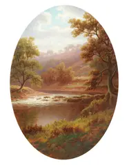 River landscapes, a pair by William Mellor, oil on canvas laid to board, sold Aug 2021