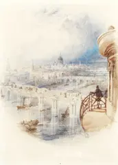 Charles Marshall, The river Thames and St Paul's, watercolour