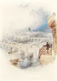 Charles Marshall, The river Thames and St Paul's, watercolour
