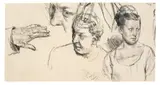Adolph von Menzel, Studie mit Frauenköpfen