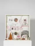 introverted-tools by Mary Bauermeister, 1969, Tusche, Aquarell, optische Linsen, Glas, Steine, Kunststoff, Holz, sold Dec 2016