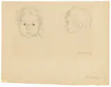 Käthe Kollwitz, Zwei Kinderköpfe, Um 1912, Kohle auf Bütten