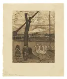Paula Modersohn-Becker, Die Gänsemagd, Um 1900, Radierung und Aquatinta auf Japan