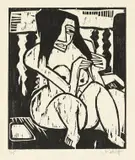 Karl Schmidt-Rottluff, Frau mit aufgelöstem Haar, 1913, Holzschnitt auf Papier